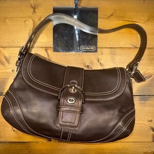 Coach Medium Soho Buckle Flap Chocolate Brown Leather Shoulder Bag Y2K F10910
